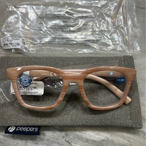 NWT Peepers To the Max Reader Eye Glasses 1.00 Strength Pink Horn Blue Light